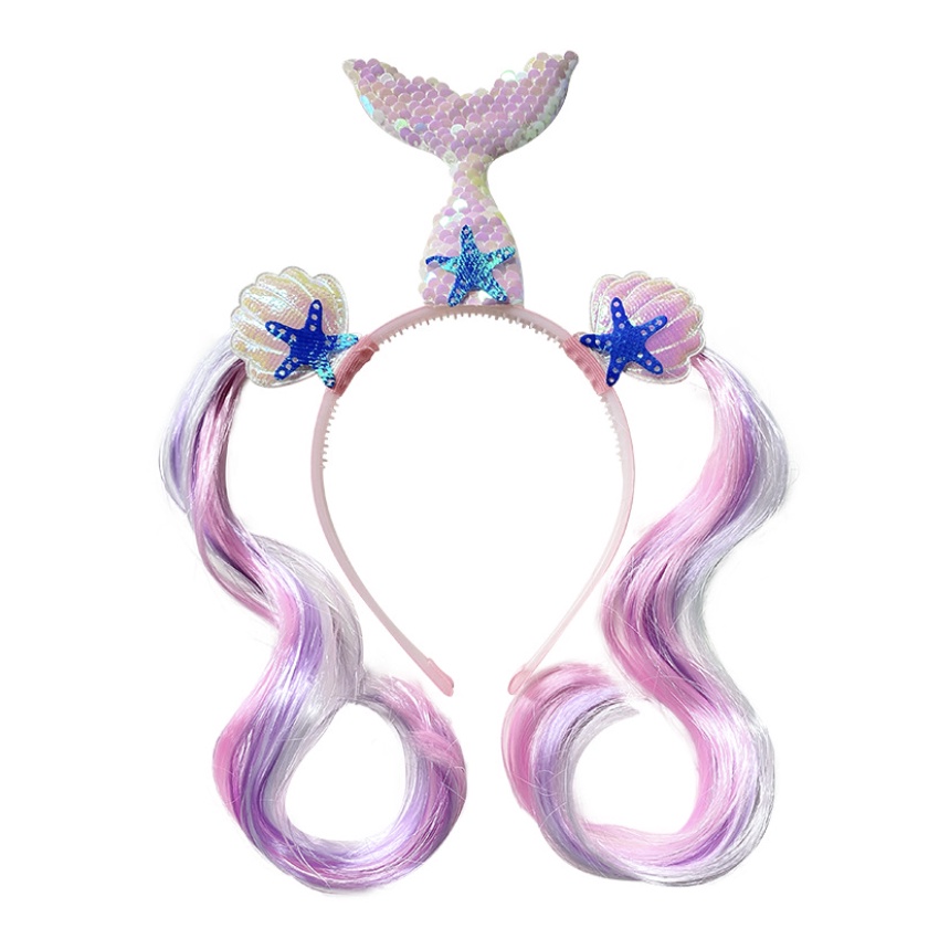 babyfit bando kepang LED anak perempuan bando lampu dengan rambut ekstension mermaid unicorn pn-930