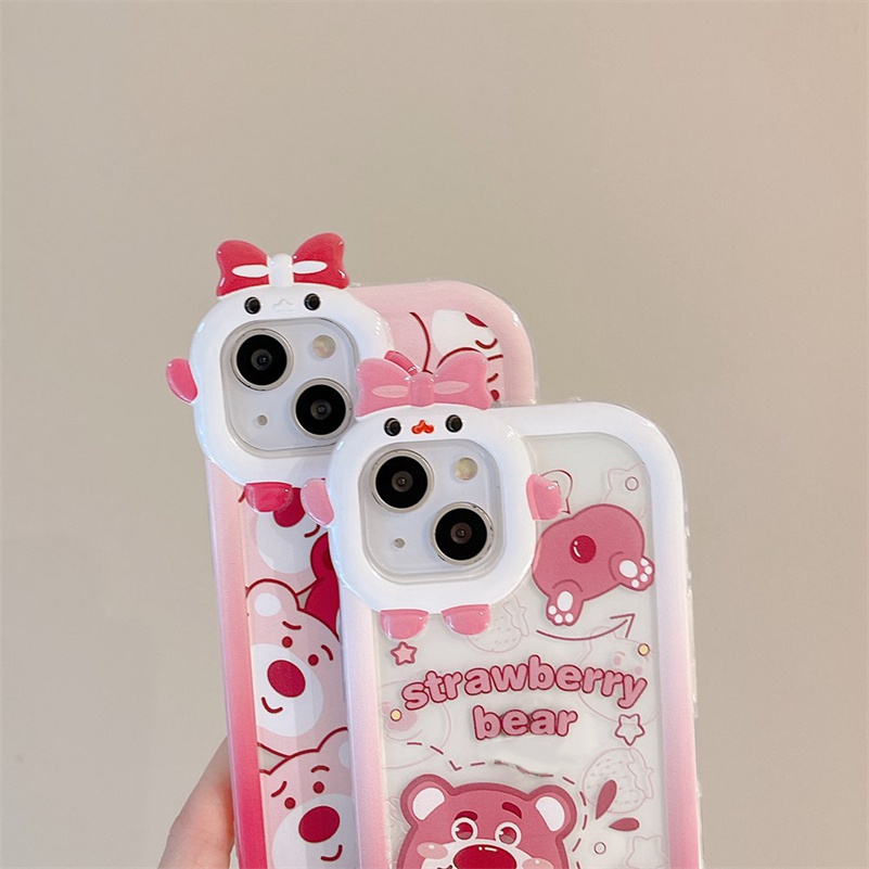 Soft Case Pelindung Lensa Bumper Motif Kartun Beruang Monster Untuk iPhone 14 13 12 11 Pro Max X Xr Xs Max 7 8 6 6s Plus SE 2020