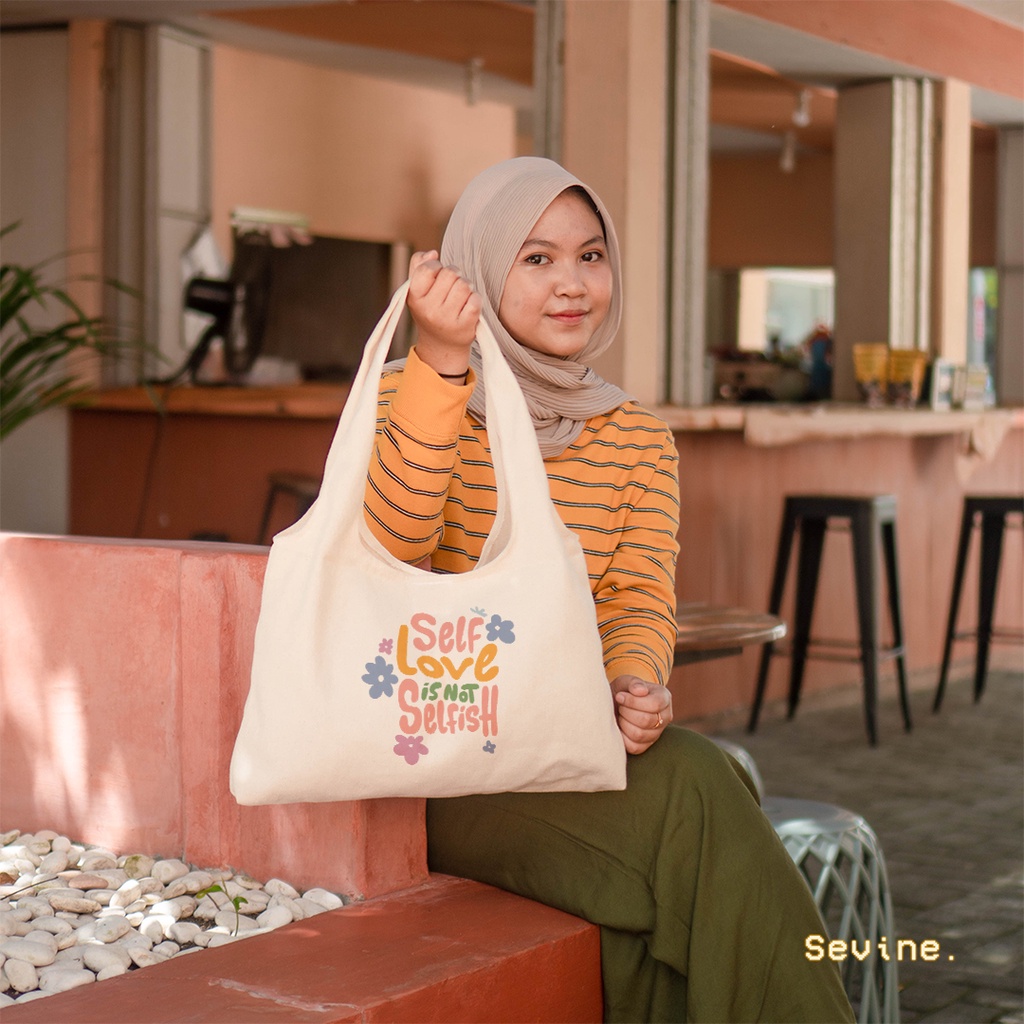 Sevine Tote Bag Kanvas Bonnie Tas Wanita Kuliah Fashion Laptop Totebag Quotes Motivation Aesthetic Vintage Pastel Retro - KYN