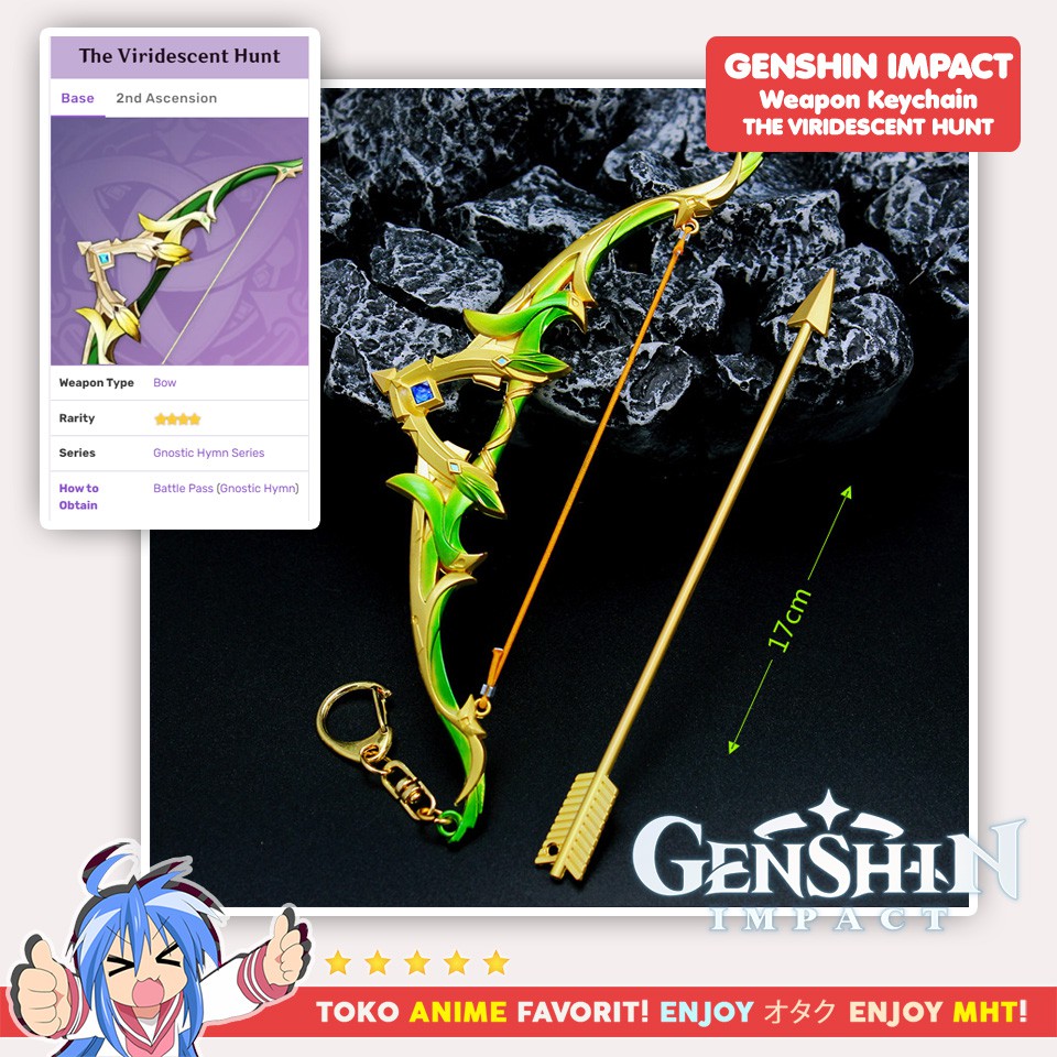 Gantungan Kunci Senjata Genshin Impact The Viridescent Hunt Bow Panah