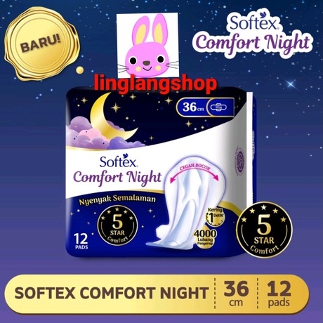 Softex Comfort NIGHT wing 36cm 12 pads pembalut malam wanita (no.01)