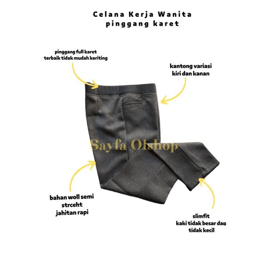 CELANA KERJA WANITA PINGGANG KARET HIGHWAIST