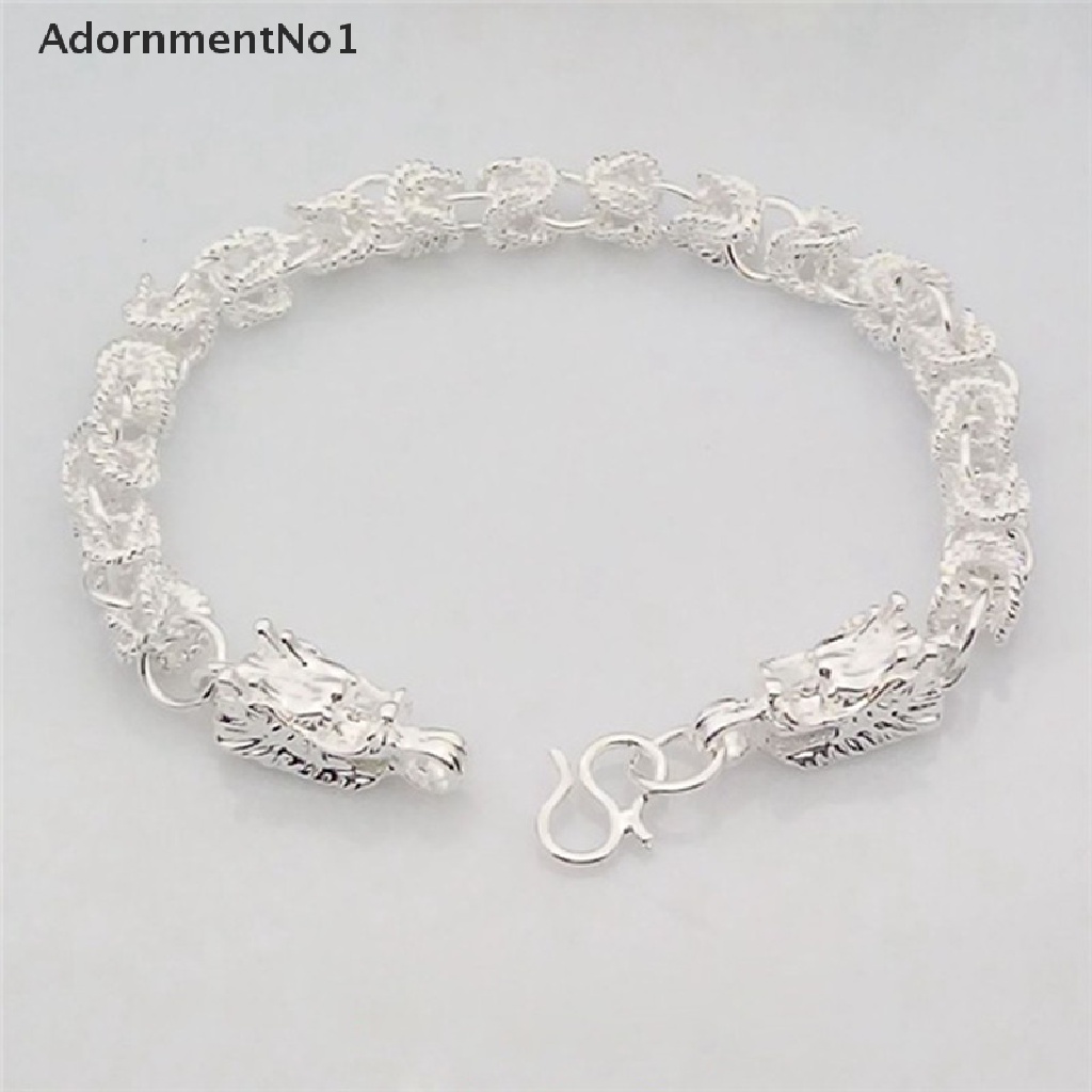 (AdornmentNo1) Gelang Tangan Rantai Lapis Silver Motif Naga Untuk Pria