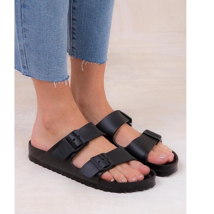 Dijamin Miring harga.. Skechers Double Buckle Slide-On Sandal