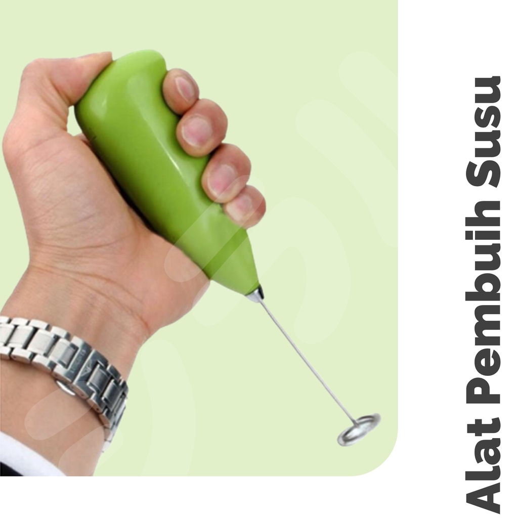 Mini Hand Mixer Alat Pembuih Susu Kopi Elektrik Baterai Milk Frother Foamer Stainless Steel