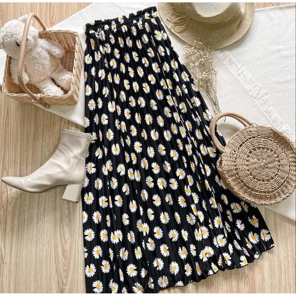 ROK PLISKET MOTIF BUNGA