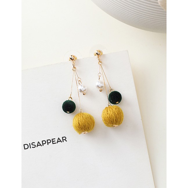 LRC Anting Tusuk Fashion Beige 925 Silver Needle Hit Color Ball Earrings D55266