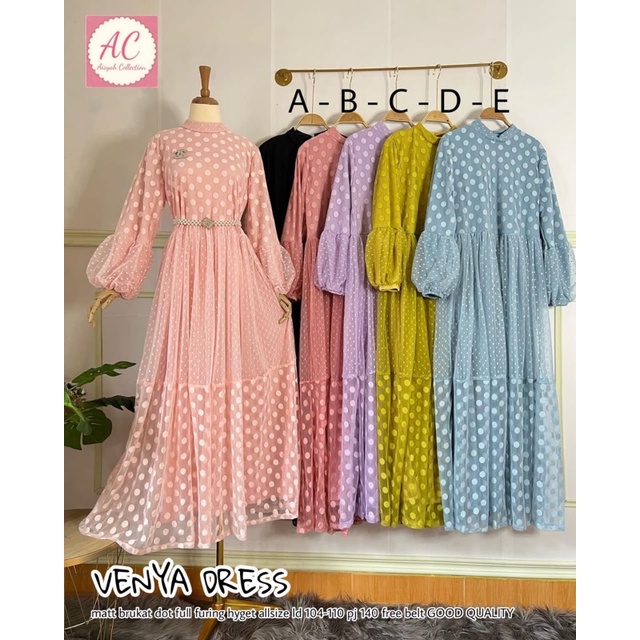 VENYA DRESS TILE POLKA IMPORT / DRESS PESTA TILE POLKADOT PREIUM / DRESS KONDANGAN LEBARAN
