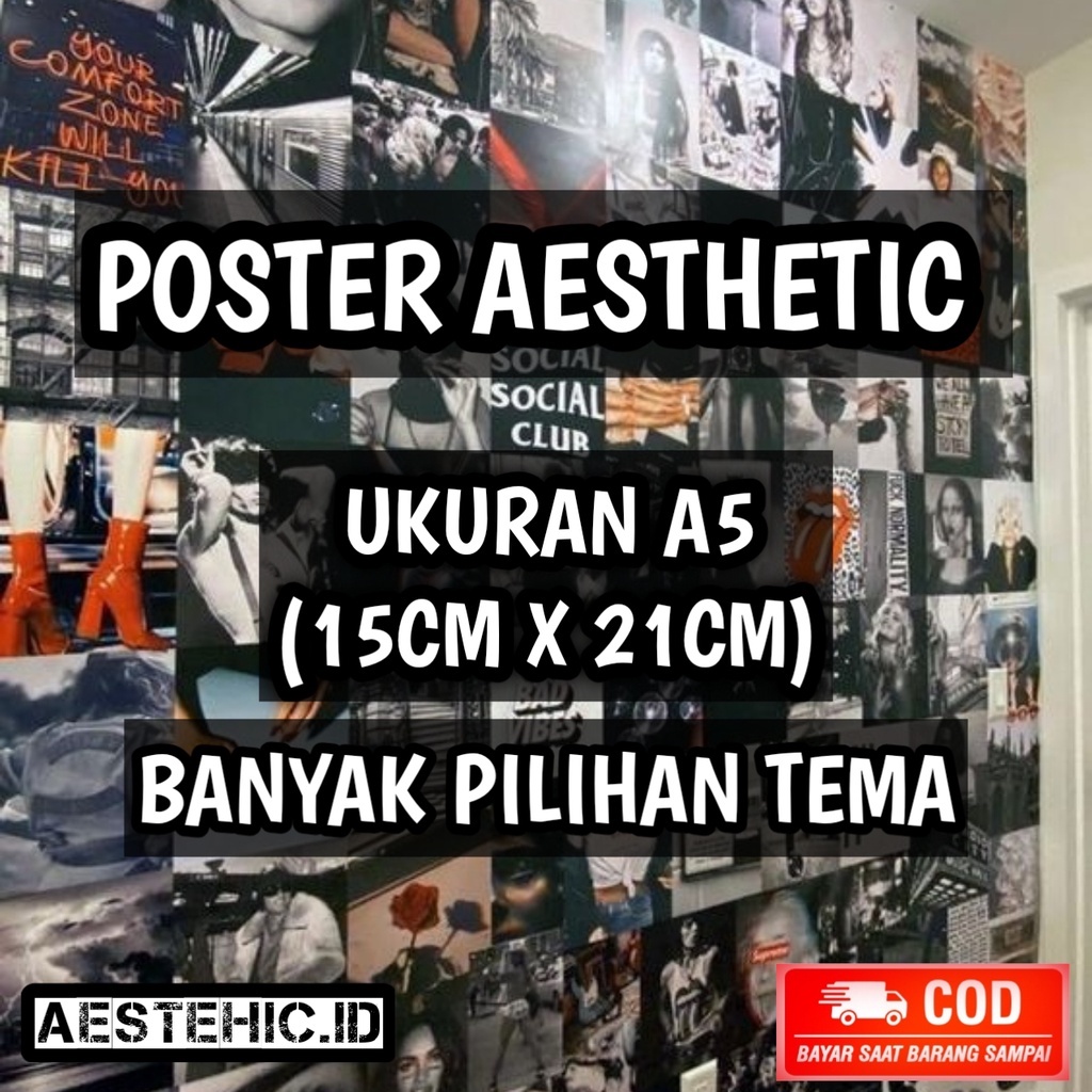 Poster dinding kamar aesthetic aestetik estetik ukuran A5