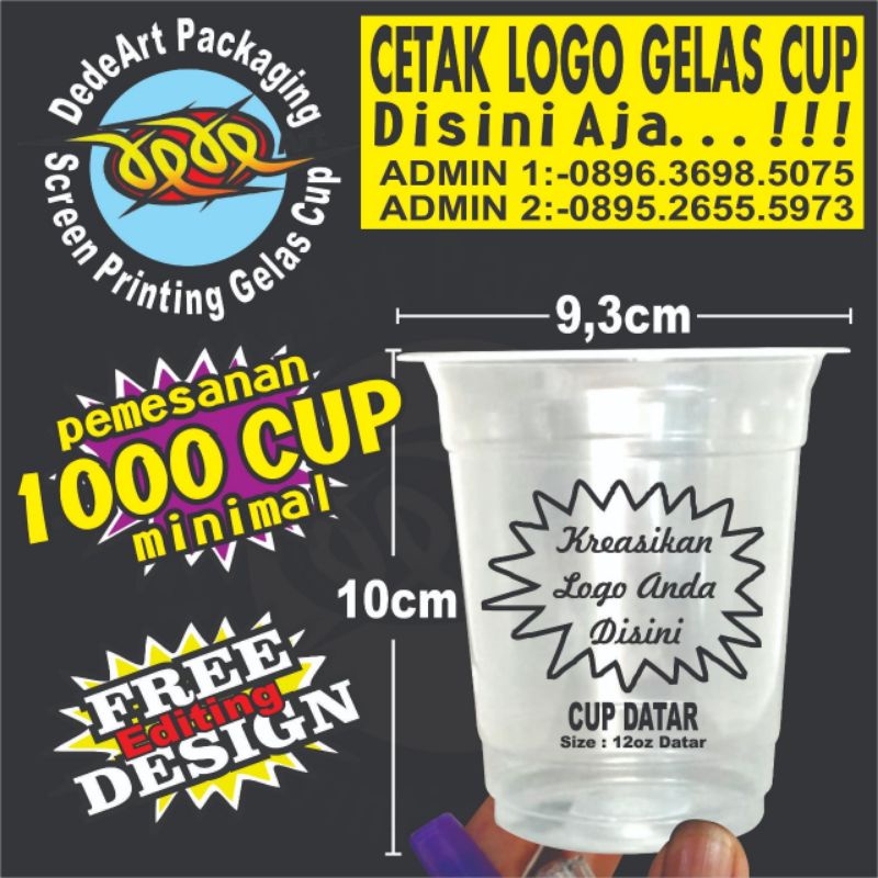 sablon cup 12 Oz datar 7gr - 1000 cup