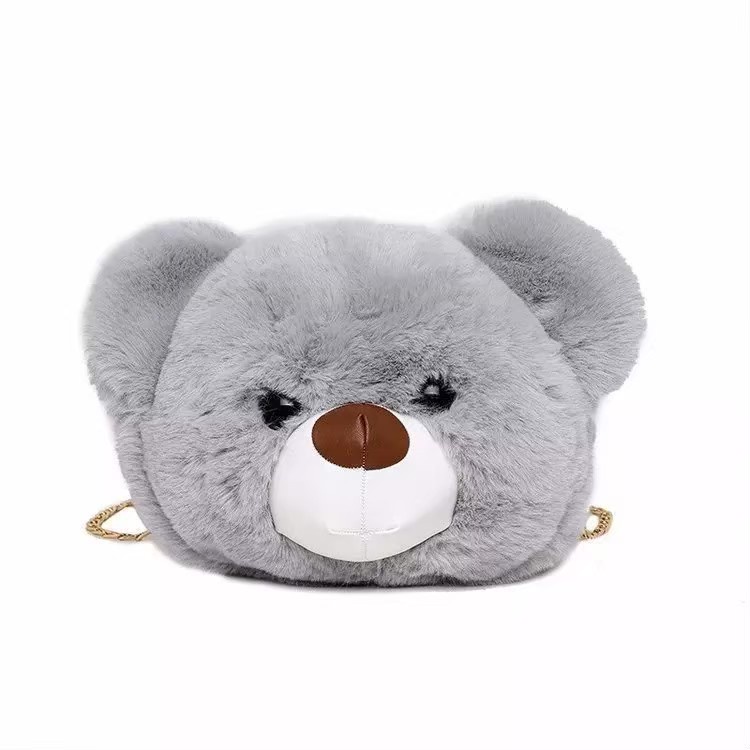 Tas Selempang Boneka Bulu ANJELY BEAR Tas Material Bulu Lembut Kualitas ok Tas selempang bulu tali rantai