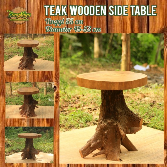 Meja kayu jati unik amazing teak wood wooden table Coffee table side05