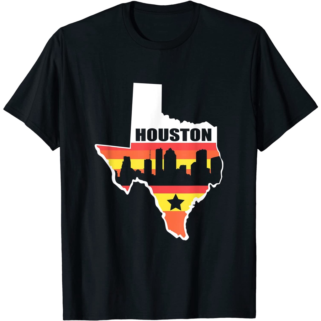 KAOS Houston Texas Shirt Vintage State Flag Houston Skyline T-Shirt