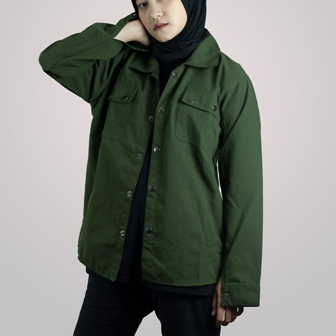 K7 Kemeja Wanita Oversize Jaket Semi Parka Wanita Baby Canvas