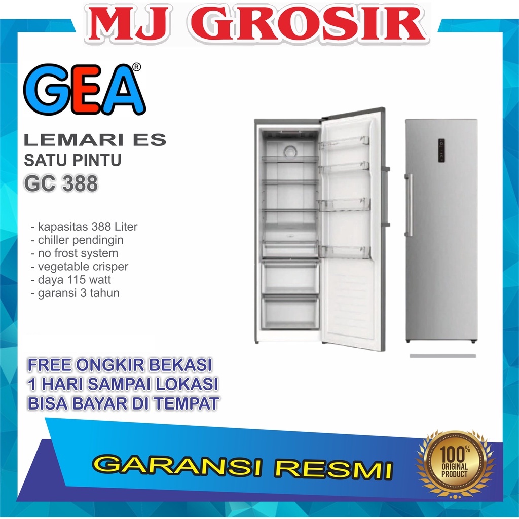 KULKAS GEA GC 388 UP CHILLER LEMARI PENDINGIN 1 PINTU GC388