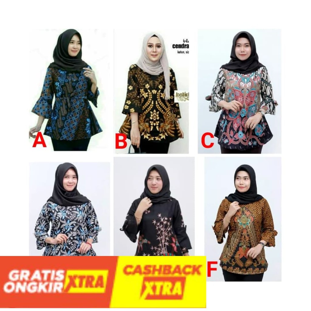 NEW MODEL  - Atasan Batik Wanita B Blus Batik Pekalongan Wanita Blus Batik Kerja - Atasan Batik L