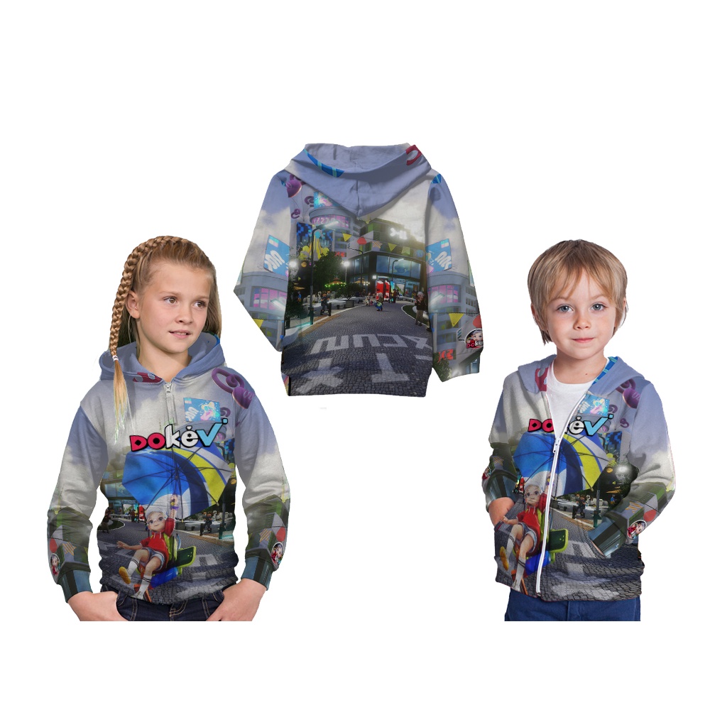 Jaket Hoodie Anak Game Open World MMO DokeV  Fullprint Custom