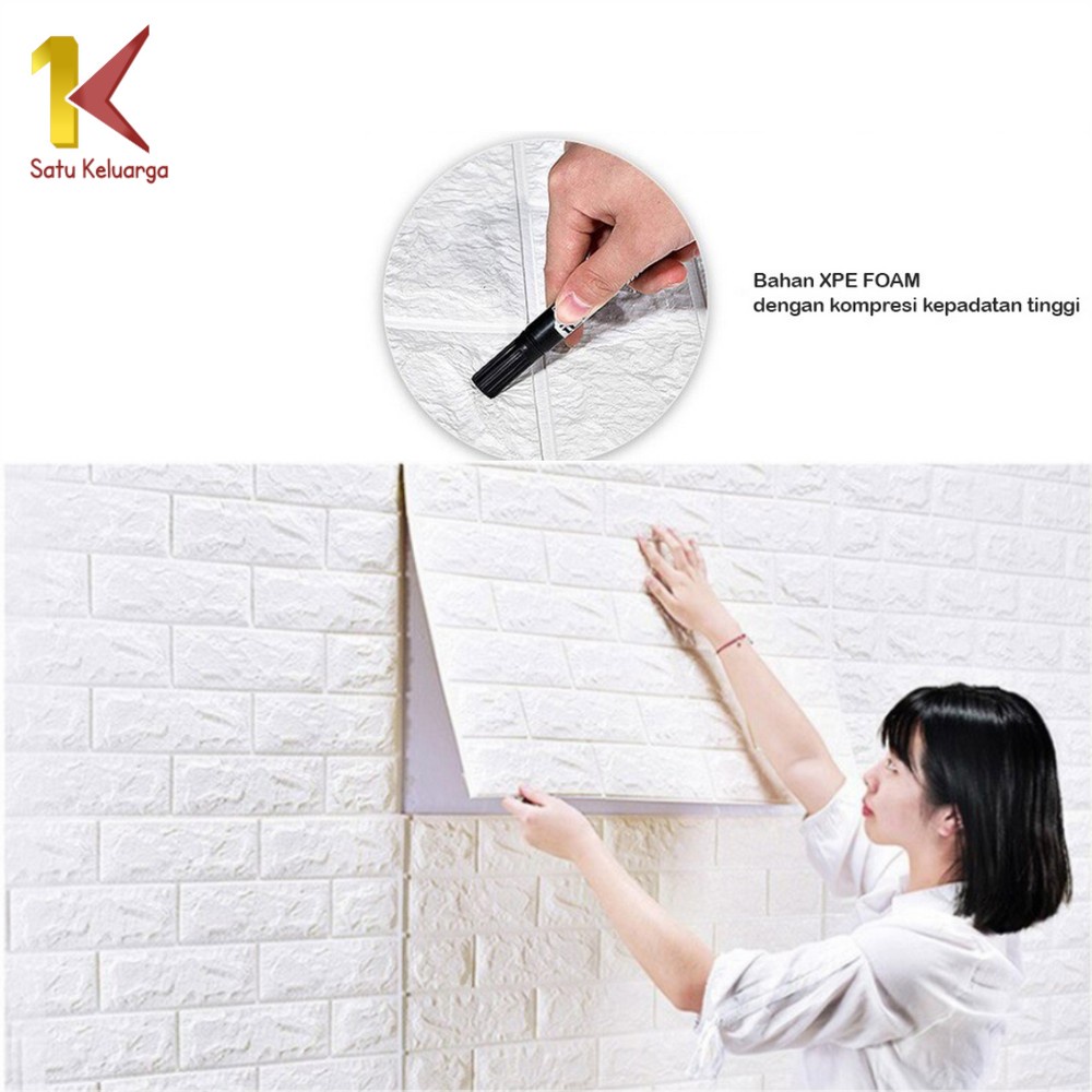 Satu Keluarga Walpaper Stiker Dinding Dekorasi Kamar C206 Wallpaper Dinding Foam 3D Kecil Motif Batu Bata-8
