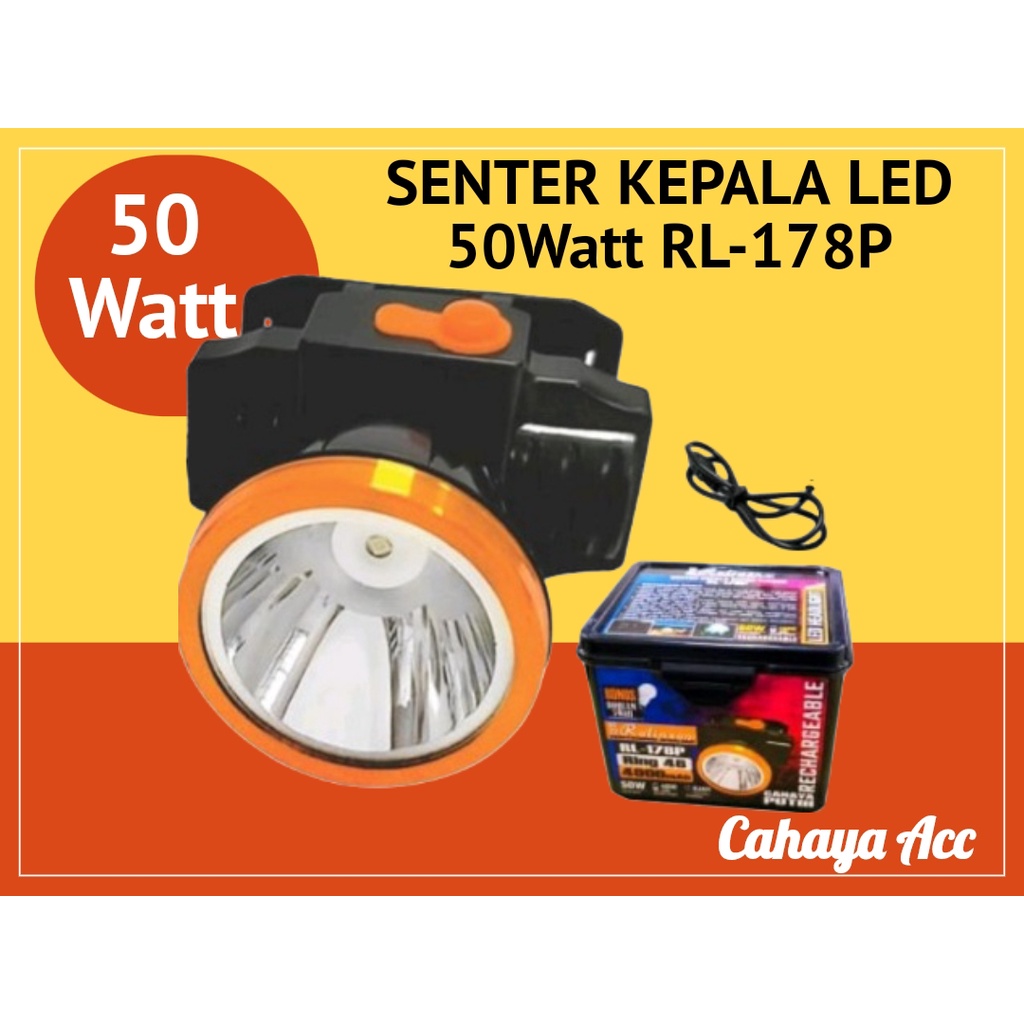 Lampu Senter Kepala Rolinson RL-178P Cahaya Putih Battery 4000mAh Rechargeable