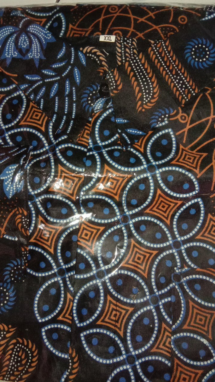 Couple Tunik Batik Motif Seno Biru M L Xl Xxl