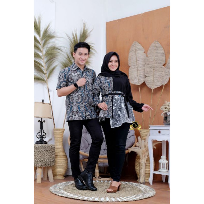 Sarimbit Batik Atasan Model Terbaru / Batik Couple Atasan Blus Batik Kombinasi Brokat Couple Batik-1