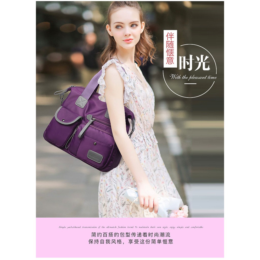 Popular Nylon Shoulder Bag / Tas Selempang Bahu Wanita Waterproof J35