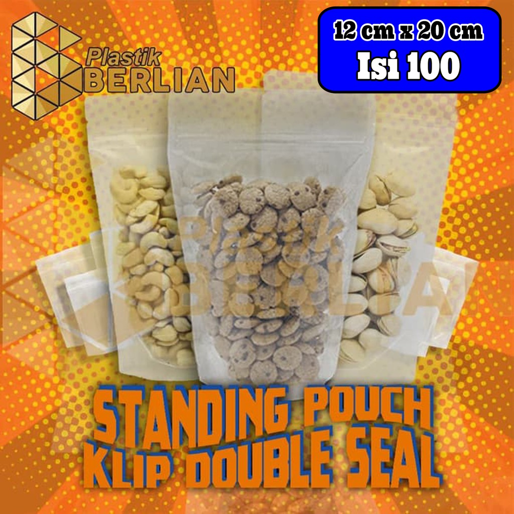  Plastik  Klip Kemasan  Berdiri Standing Pouch Snack  12 x 20 