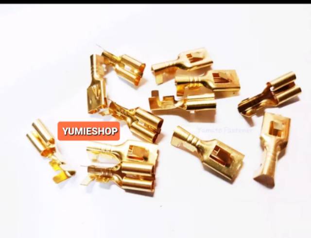 100 PCS SKUN TERMINAL GEPENG COWO PLUS MALE LAKI KUNINGAN IMPORT
