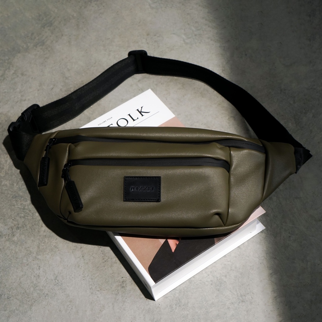 DAZZEL - NARA WAISTBAG GREEN OLIVE - Tas Selempang Pria - Hadiah Gift Kado Cowok Hampers Ramadan