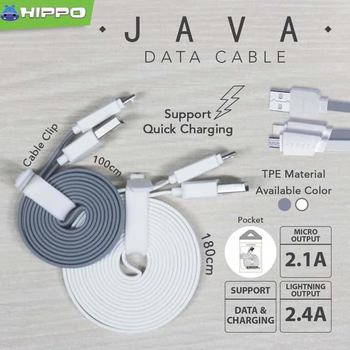 Hippo Java Micro Usb 180cm Kabel Data Xiaomi Oppo Samsung Asus BB - Putih