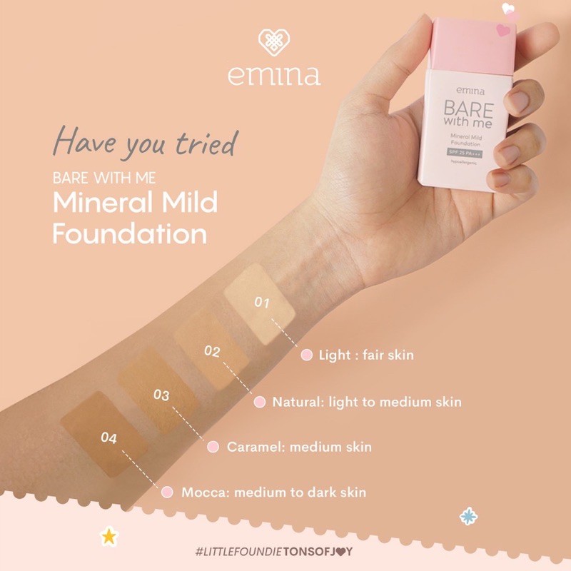 Emina Bare With Me Mineral Mild Foundation SPF 25 PA+++