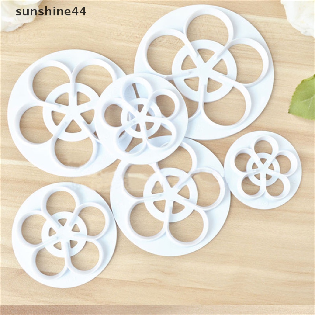 Sunshine 6pcs Cetakan Fondant Bentuk Bunga Mawar Untuk Dekorasi Kue