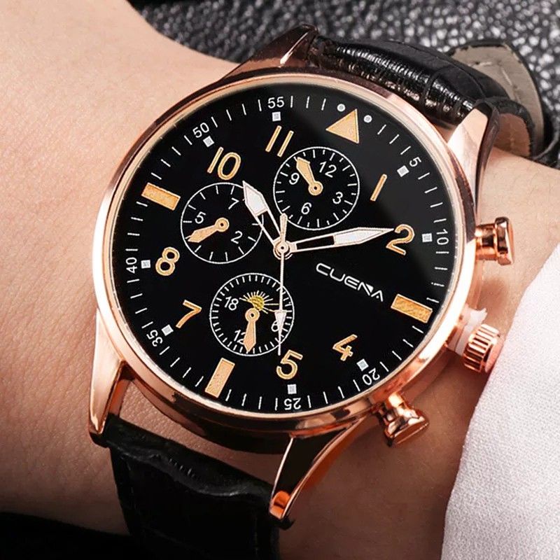 jam tangan pria cunna mewah elegan tipis Sempel tali kulit Anti air byr di tempat