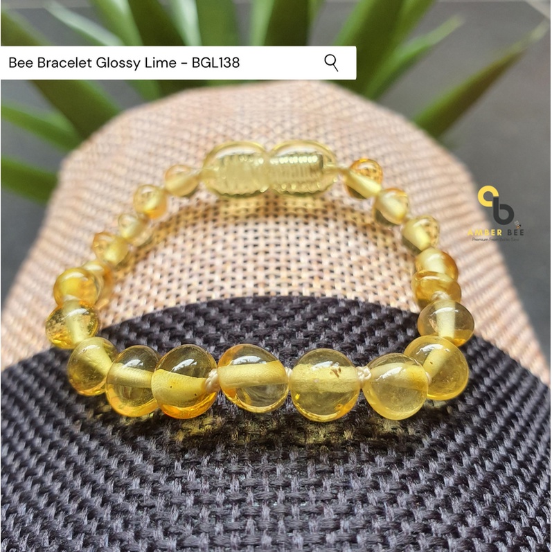 Gelang Amber New Born &amp; Anak ORI Baltic Lithuania Glossy Lime BGL138 By Amber Bee