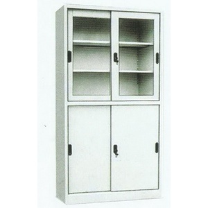 

READY lemari arsip besi atas kaca & bawah panel pintu sliding prospek murah TERLARIS