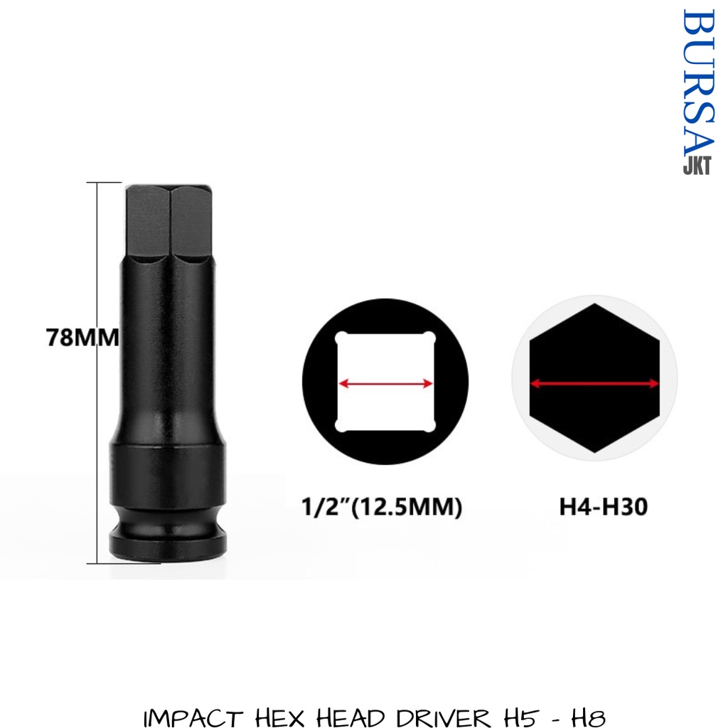 IMPACT SOCKET SOK HEX DRIVER 1/2 INCH H5 H6 H8