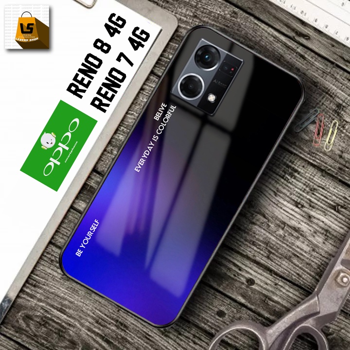 Softcase Glass Kaca Camera Protect - LS29 -  Softcase Kaca Mewah Oppo Reno 8 4G/Reno 7 4G  - Softcas