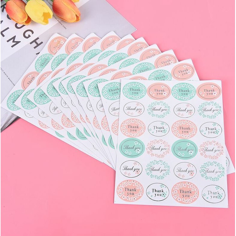 

5 lembar Sticker Label Cookies Coklat Accessories Fancy Thank You Sakura Silver