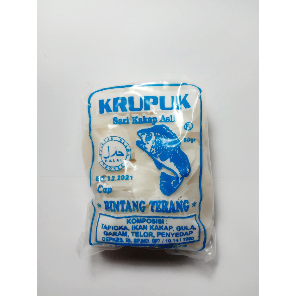 

Kerupuk Ikan kakap Cap Bintang Terang 80 Gram