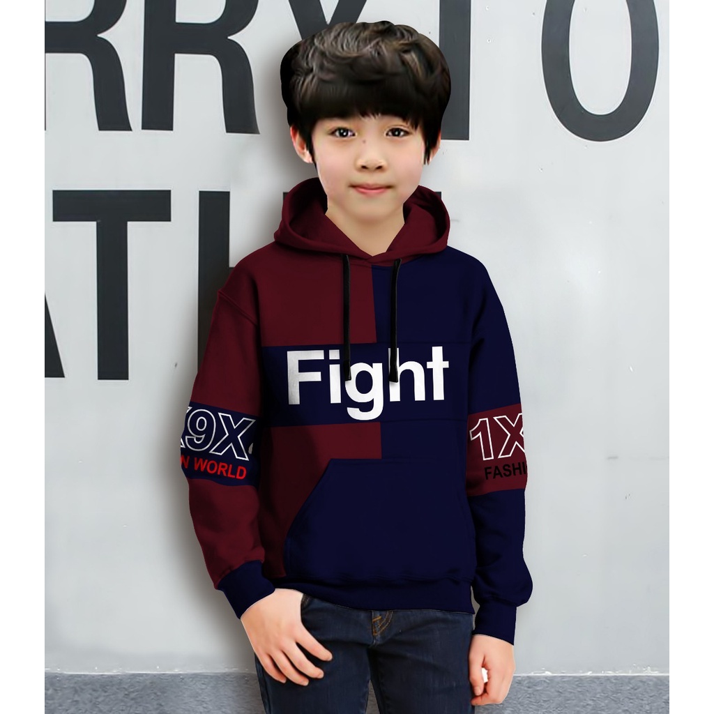 Jaket Anak Laki Laki/Jaket Anak Terbaru/Hoodie Anak Fight  Gaming Bahan Fleece Tebal 4-11 TAHUN