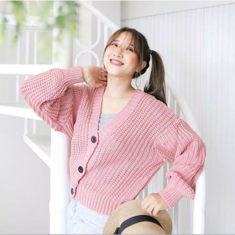 Chexicila Cardi Rajut PREMIUM Super Tebal /Premium 3get Super TEBAL Rajut adem Halus-3GT01 - Dustypink