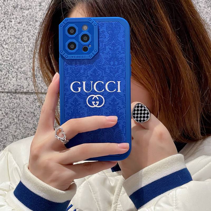 Soft Case Desain GUCCI Biru Untuk IPhone X XR XS Max 11 Pro Max SE IPhone 12 13 Pro Max