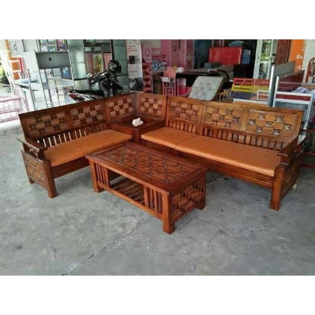 kursi tamu sudut sofa busa minimalis meja teras tamu kayu jati ukir