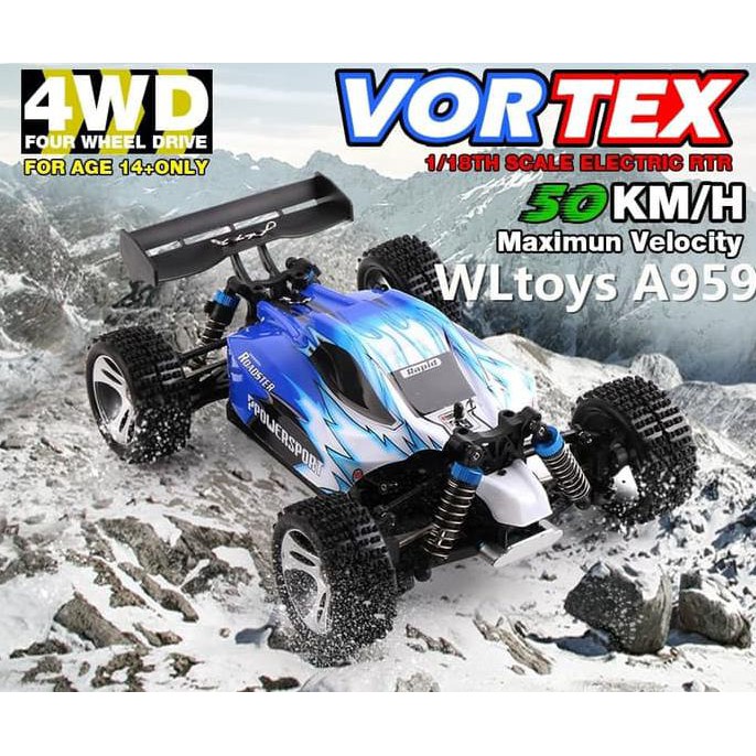 Mobil Balap Remot Control Wl Toys Vortex A959 4Wd Buggy Rc Car