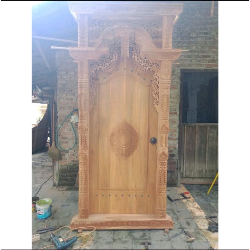 pintu gebyok jati, jendela gebyok ukir kusen kayu jati berkualitas 120x250cm