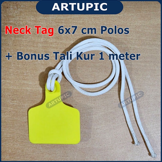 NECK TAG 6x7 cm POLOS ECERAN TALI KUR Kalung Hewan Ternak Sapi Kambing Domba dan Tali Kur 1 Meter