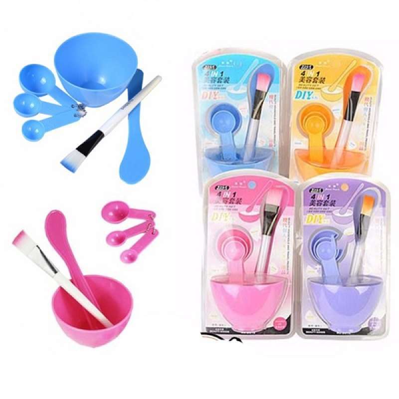 Mangkok Masker Set 4 in 1 / Kuas Alat Make Up / Mask Bowl / Mask Tool / Set Kuas Masker