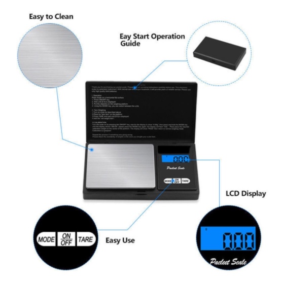 Timbangan Mini Digital 500gr/0.1gr / Timbangan Emas / Pocket Scale / Timbangan Dapur