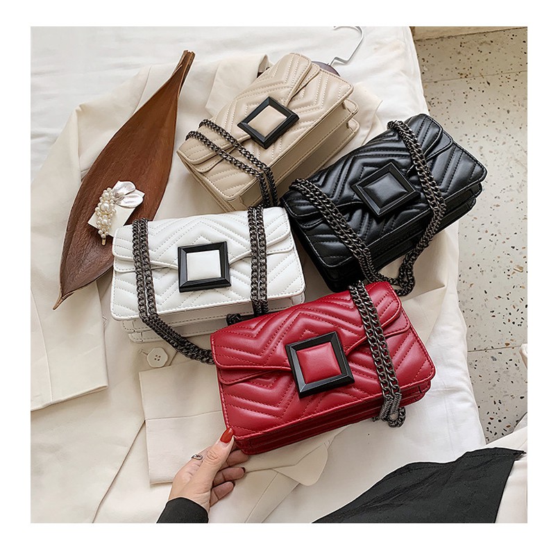 BJ2732 - BLACK/KHAKI/RED/WHITE - TAS SLEMPANG TALI RANTAI TAS WANITA FASHION IMPORT MODIS ELEGAN TERMURAH TERLARIS TERBARU BAGSTORE JAKARTA TAS BATAM BQ2902 CR7438 LT1359 JT732