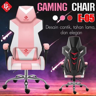 Bg Sport Kursi  Gaming  Model E 05 Steel Pink  White 